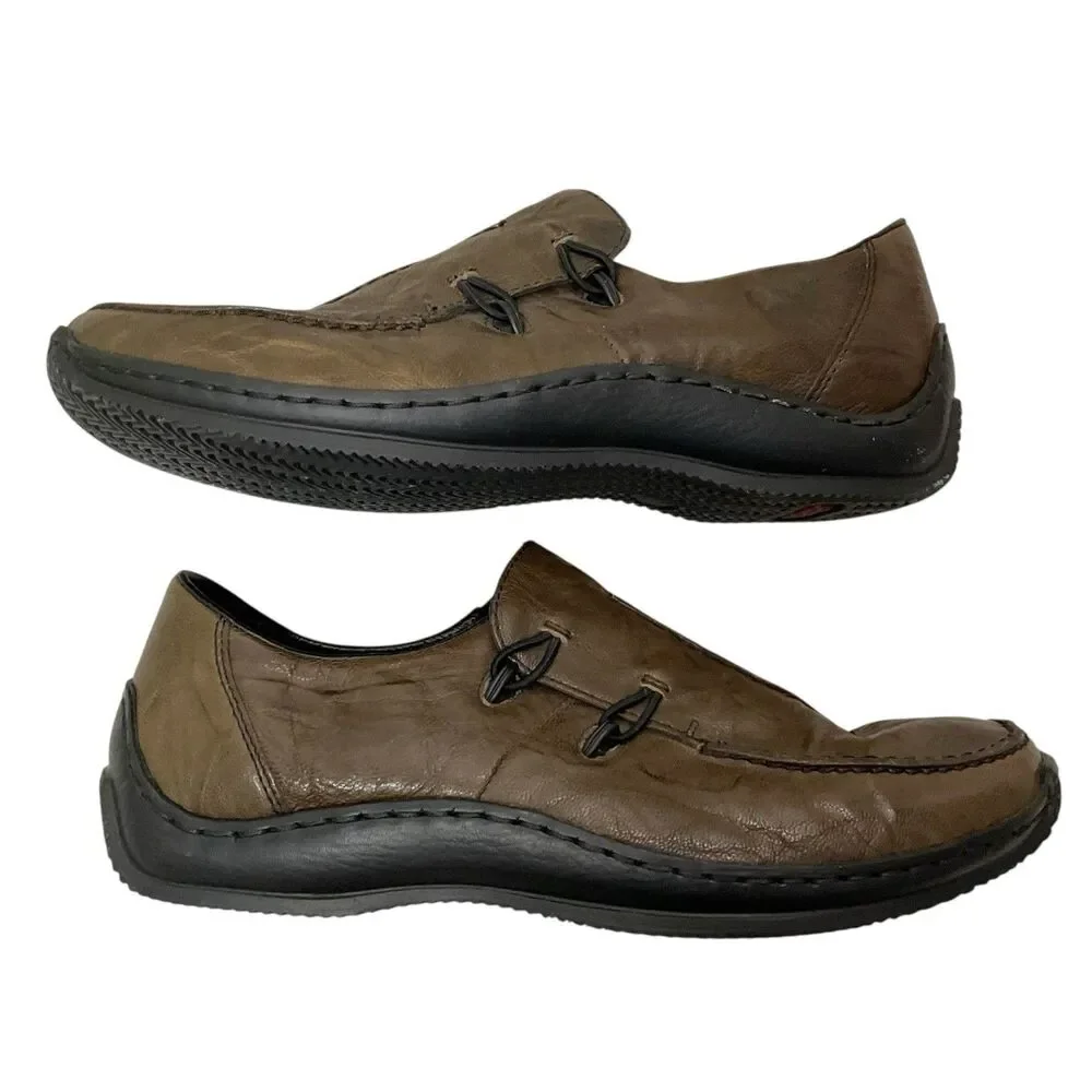 Rieker Women’s 38 EUR 7.5 US Antistress Brown Leather Slip On Driving‎ Loafers